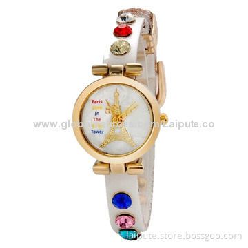 Eiffel tower lady watch with colorful crystal decoration